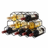 Wine Rack 12 Bottle Metal Freestanding Honeycomb Black view 7