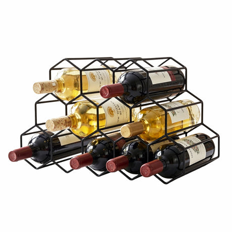 Wine Rack 12 Bottle Metal Freestanding Honeycomb Black view 7