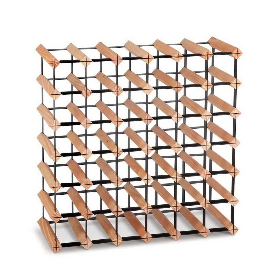 Wine Rack 42 Bottle Freestanding Pine Wood and Steel Natural view 1