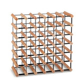 Wine Rack 42 Bottle Freestanding Pine Wood and Steel Natural view 1