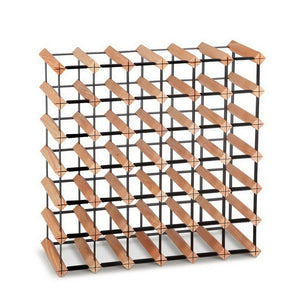 Wine Rack 42 Bottle Freestanding Pine Wood and Steel Natural view 1