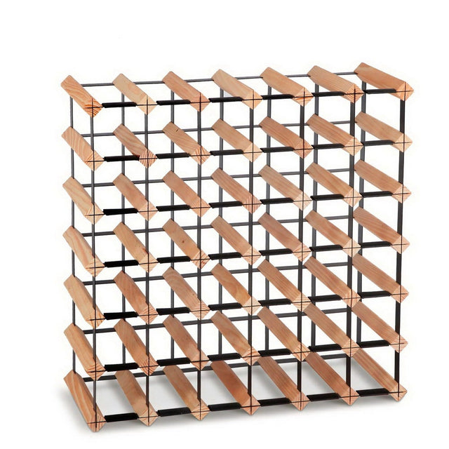 Wine Rack 42 Bottle Freestanding Pine Wood and Steel Natural view 1