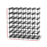 Black timber and steel wine rack holding 42 bottles