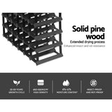 Black timber and steel wine rack holding 42 bottles