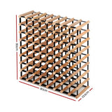 Wine Rack 72 Bottle Freestanding Pine Wood and Steel Natural view 2