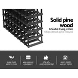 Black timber and steel wine rack holding 72 bottles