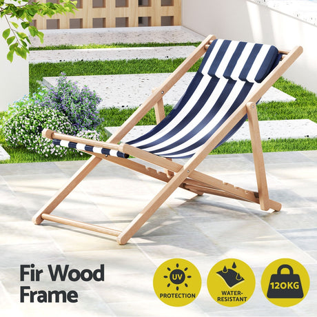 Gilston Sun Lounge, Blue Stripe Timber
