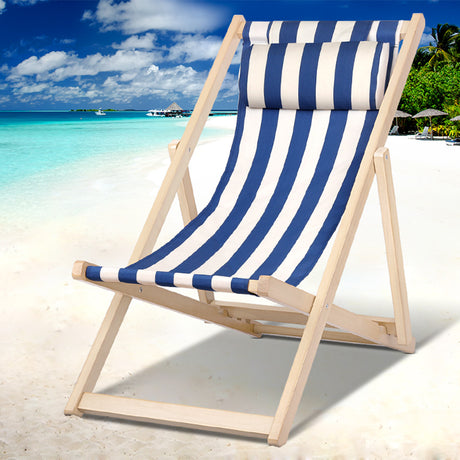 Gilston Sun Lounge, Blue Stripe Timber
