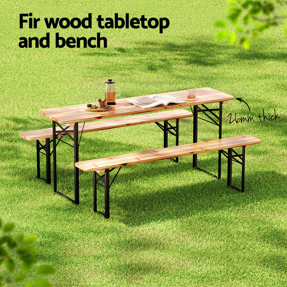 Gardeon 3 Piece Outdoor Dining Set with Wooden Bench Table and Lounge Setting — Allure Home Collections