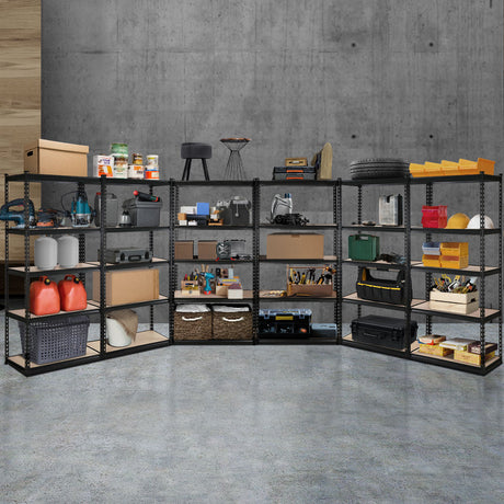 Garage Shelving Rack 6 Pack 5 Tier 70 x 30 x 150cm Black
