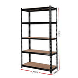 Garage Shelving Rack 6 Pack 5 Tier 70 x 30 x 150cm Black