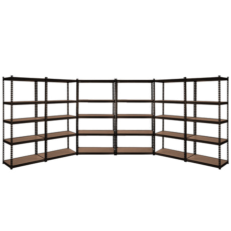 Garage Shelving Rack 6 Pack 5 Tier 70 x 30 x 150cm Black