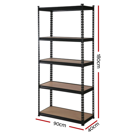 Aviemore Garage Boltless Shelving Rack, 5 Tier, 4m x 1.8m, Black