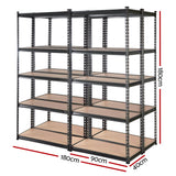 Aviemore Garage Boltless Shelving Rack, 5 Tier, 4m x 1.8m, Charcoal