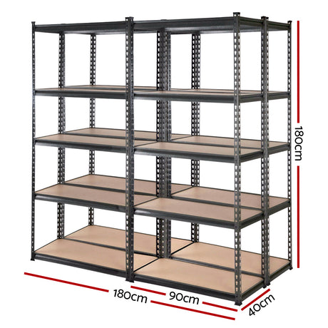 Aviemore Garage Boltless Shelving Rack, 5 Tier, 4m x 1.8m, Charcoal