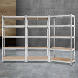 Rannoch Boltless Garage Shelving Rack, 5 Tier, 3m x 1.8m, Silver