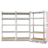 Rannoch Boltless Garage Shelving Rack, 5 Tier, 3m x 1.8m, Silver