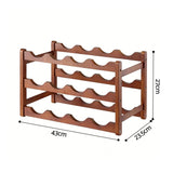 Bamboo Wine Rack 3 Tier Countertop 12 Bottle Walnut view 2