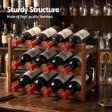 Bamboo Wine Rack 3 Tier Countertop 12 Bottle Walnut view 4