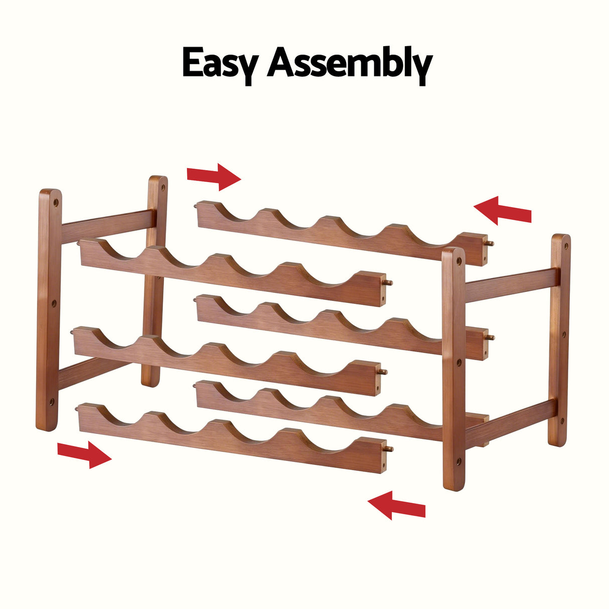 Bamboo Wine Rack 3 Tier Countertop 12 Bottle Walnut view 5