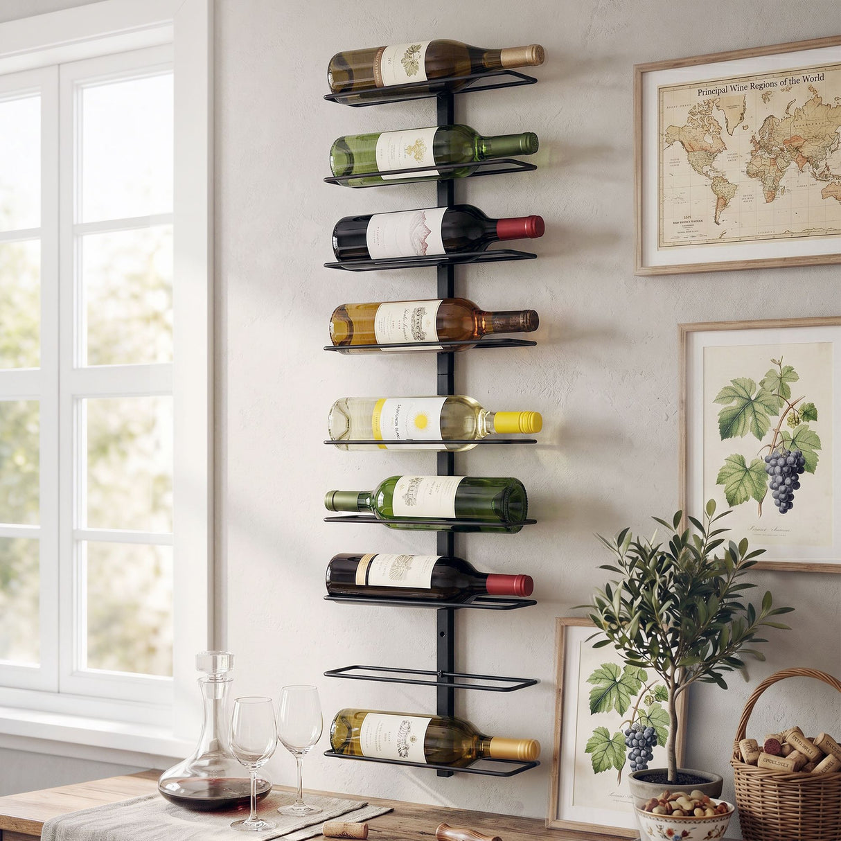 Wall Mounted Wine Rack 9 Bottle Metal Black view 1