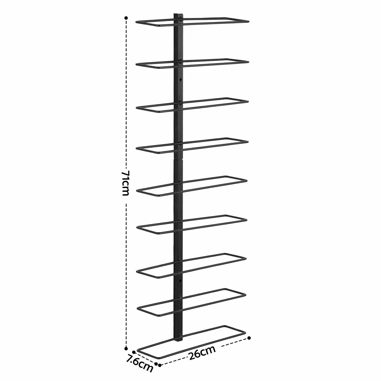 Wall Mounted Wine Rack 9 Bottle Metal Black view 2