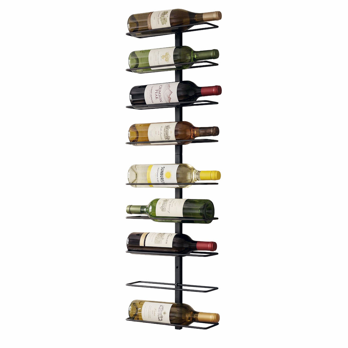 Wall Mounted Wine Rack 9 Bottle Metal Black view 3
