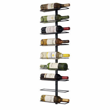 Wall Mounted Wine Rack 9 Bottle Metal Black view 3