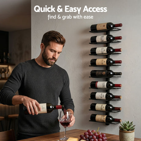 Wall Mounted Wine Rack 9 Bottle Metal Black view 6