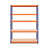 Blue Mallaig five tier steel storage shelf rack for garage and warehouse use view 3