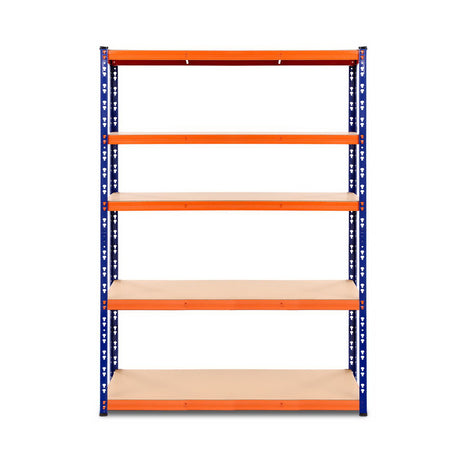 Blue Mallaig five tier steel storage shelf rack for garage and warehouse use view 3