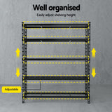 Rannoch Boltless Garage Shelving Rack, 5 Tier, 1.8m x 1.2m, Black