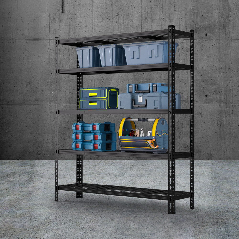 Rannoch Boltless Garage Shelving Rack, 5 Tier, 1.8m x 1.2m, Black