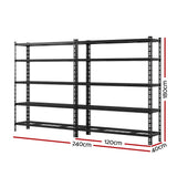 Rannoch Boltless Garage Shelving Rack, 5 Tier, 1.8m x 2.4m, Black