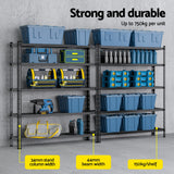 Rannoch Boltless Garage Shelving Rack, 5 Tier, 1.8m x 2.4m, Black