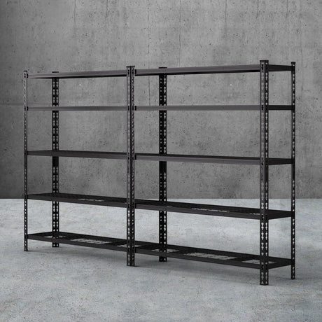 Rannoch Boltless Garage Shelving Rack, 5 Tier, 1.8m x 2.4m, Black