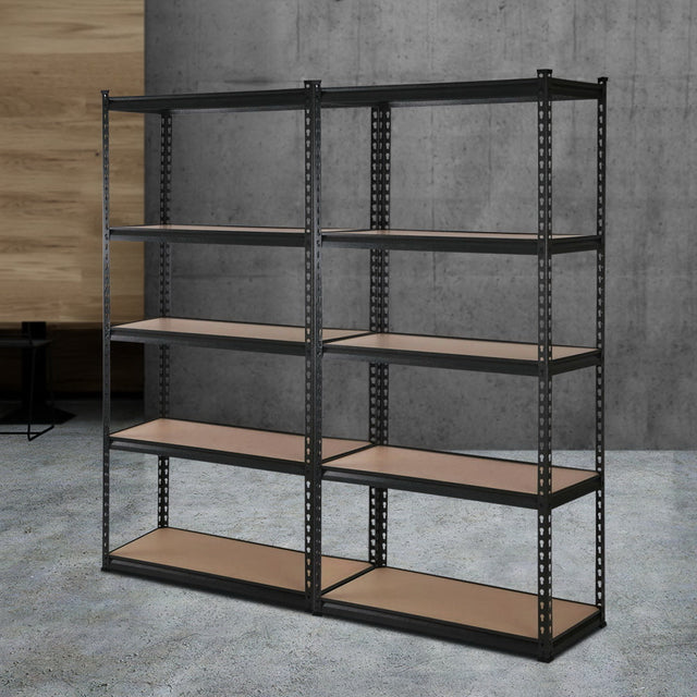 5 tier steel garage shelving rack 2 pack in black