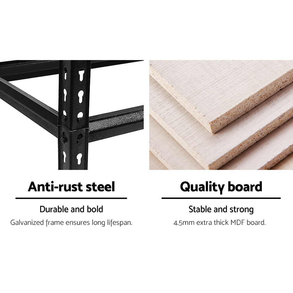 5 tier steel garage shelving rack 2 pack in black
