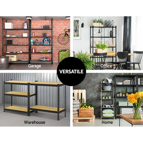 5 tier steel garage shelving rack 2 pack in black