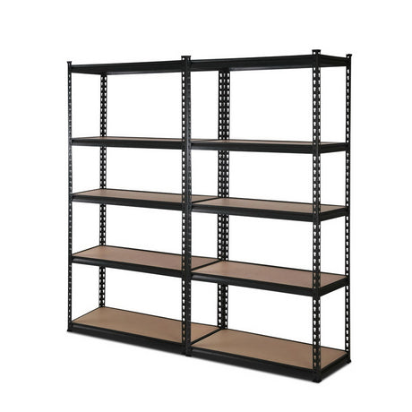 5 tier steel garage shelving rack 2 pack in black