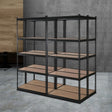 4 Pack 5 Tier Steel Storage Shelving Rack 70 x 30 x 150cm Black - view 1