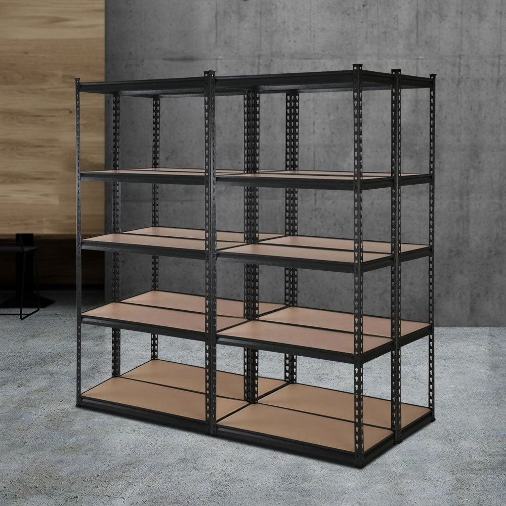 4 Pack 5 Tier Steel Storage Shelving Rack 70 x 30 x 150cm Black - view 1