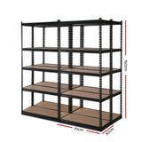 4 Pack 5 Tier Steel Storage Shelving Rack 70 x 30 x 150cm Black - view 2