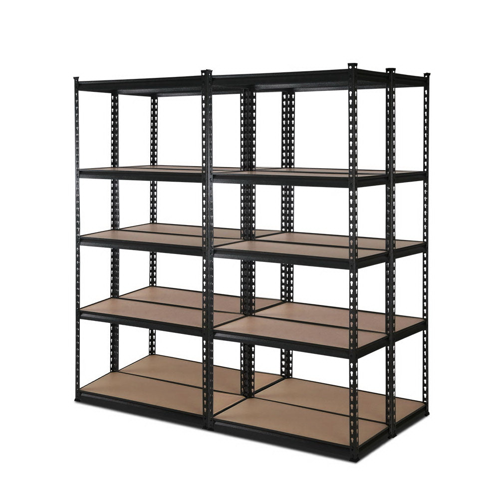 4 Pack 5 Tier Steel Storage Shelving Rack 70 x 30 x 150cm Black - view 7