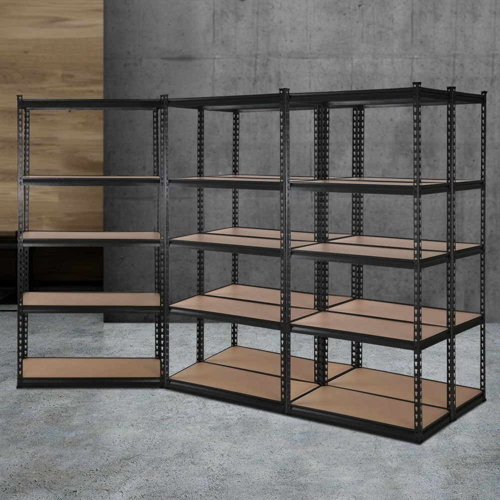 5 Pack 5 Tier Steel Storage Shelving Rack 70 x 30 x 150cm Black - view 1