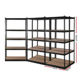 5 Pack 5 Tier Steel Storage Shelving Rack 70 x 30 x 150cm Black - view 2