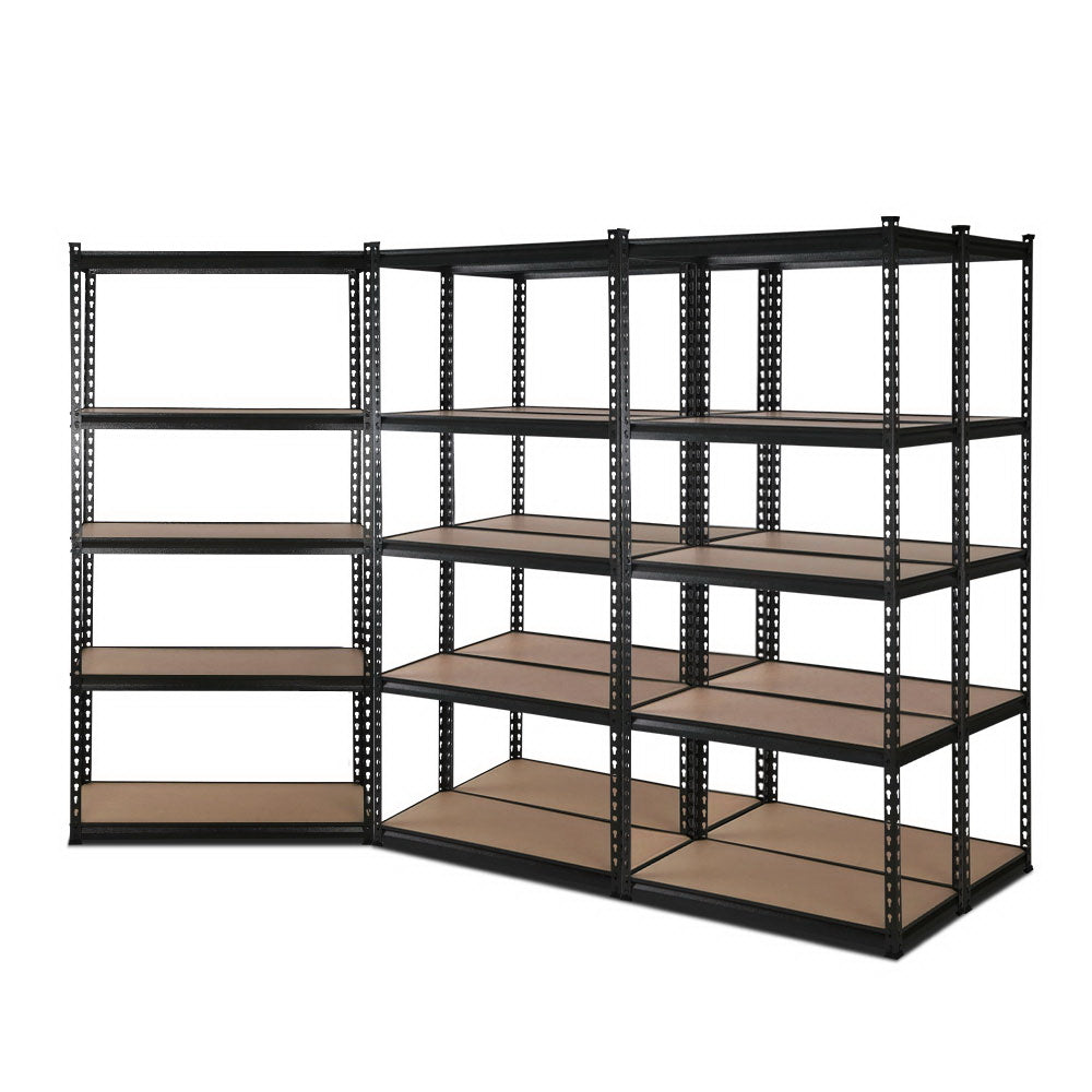 5 Pack 5 Tier Steel Storage Shelving Rack 70 x 30 x 150cm Black - view 7