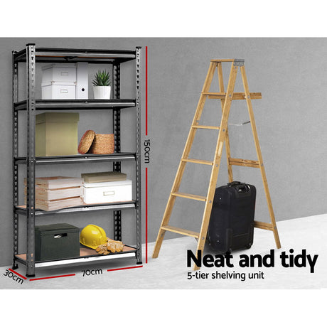 5 tier steel garage shelving rack in charcoal