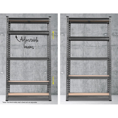 5 tier steel garage shelving rack in charcoal