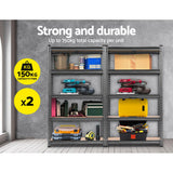 Pair of charcoal Arisaig five tier steel storage shelf racks for compact spaces view 3